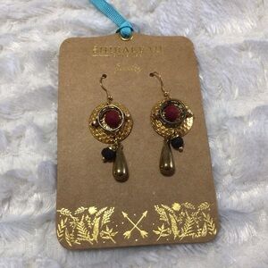 NEW Shiraleah Saundra Gold Red Black Dangle Earrings